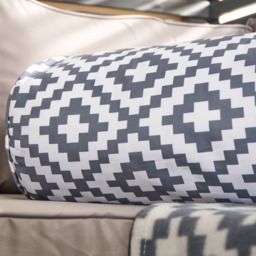 OHS Geometric Print Indoor/Outdoor Bolster Pillow - Grey - thumbnail 2