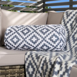 OHS Geometric Print Indoor/Outdoor Bolster Pillow - Grey