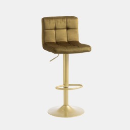 OHS Set of 2 Adjustable Velvet Bar Stools - Olive/Gold - thumbnail 3