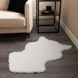 OHS Curly Sheepskin Faux Fur Rug, White - 60 x 90cm - thumbnail 1