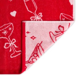 OHS 100% Cotton Illustrated Bath Towel - Burgundy/Pink - thumbnail 2