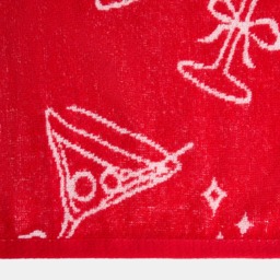 OHS 100% Cotton Illustrated Bath Towel - Burgundy/Pink - thumbnail 3