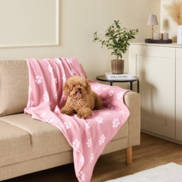 OHS Pet Paw Print Fleece Throw - Blush