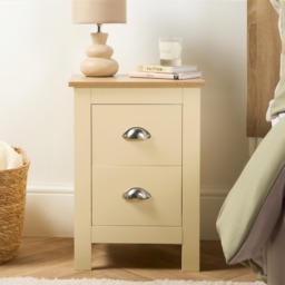 OHS Chicago 2 Drawer Bedside Table - Cream - thumbnail 1