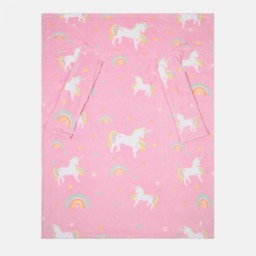 OHS Kids Unicorn Printed Wearable Blanket - Pink - thumbnail 3