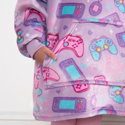 OHS Kids Gaming Print Hoodie Blanket - Lilac - thumbnail 4