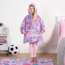 OHS Kids Gaming Print Hoodie Blanket - Lilac - thumbnail 2
