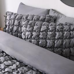 OHS Quilted Seersucker Duvet Cover Set, Grey - Double - thumbnail 3