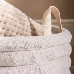 OHS Faux Fur Ribbed Storage Basket - Natural - thumbnail 2