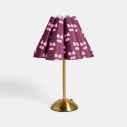 OHS Cherry Bow Print Rechargeable Lamp - Burgundy