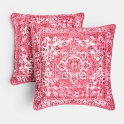 OHS Vintage Printed Cushion Covers, Hot Pink - 45 x 45cm - thumbnail 3