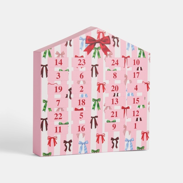 OHS Bow Print Tealight Advent Calendar - Pink/White - image 1
