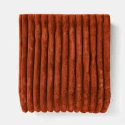 OHS Faux Fur Thick Ribbed Throw, Rust - 125 x 150cm - thumbnail 3