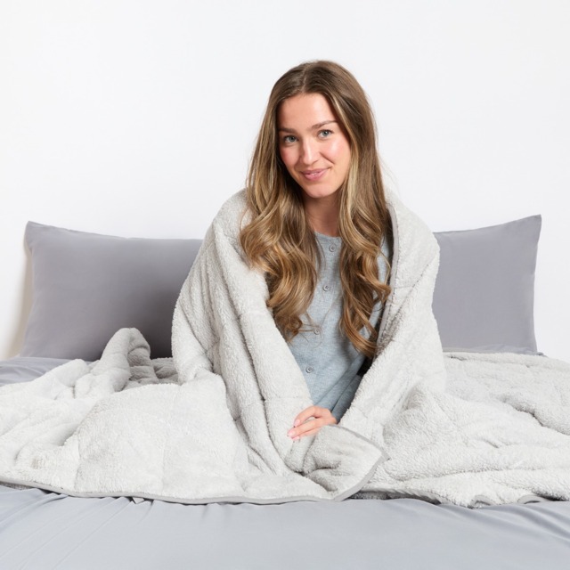 OHS Teddy Fleece Weighted Blanket, Silver Grey - 10kg - image 1