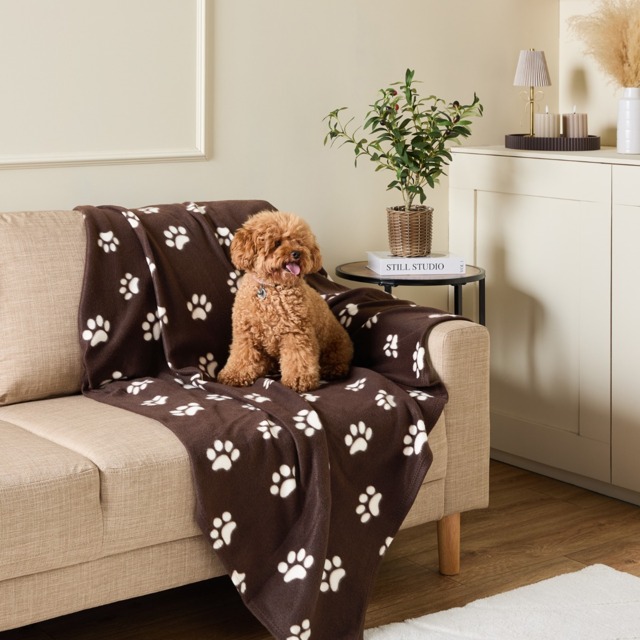 OHS Pet Paw Print Fleece Throw - Brown - image 1