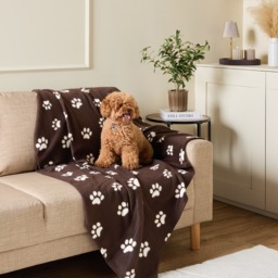 OHS Pet Paw Print Fleece Throw - Brown - thumbnail 1