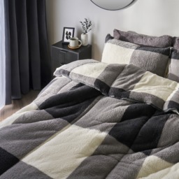 OHS Teddy Gingham Coverless 10.5 Duvet & Pillowcases, Grey - King - thumbnail 2