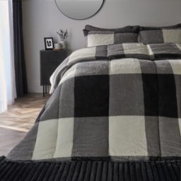 OHS Teddy Gingham Coverless 10.5 Duvet & Pillowcases, Grey - King - thumbnail 1