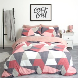 OHS Shapes Teddy Fleece Duvet Cover Set, Blush Pink - King
