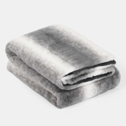 OHS Faux Fur Stripe Throw - Grey - thumbnail 4