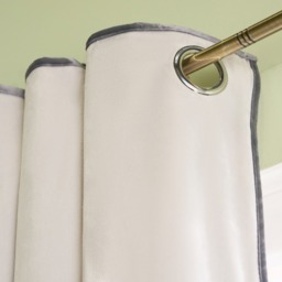 OHS Piped Edge Velvet Curtains, Grey - 66 x 72in - thumbnail 3