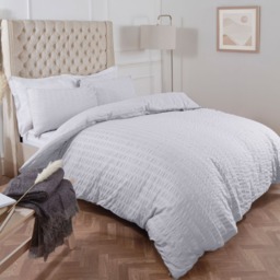OHS Seersucker Duvet Set, White - Double - thumbnail 3