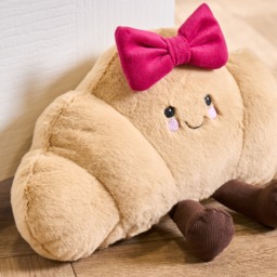 OHS Chloe The Bow Croissant Doorstop - Natural/Hot Pink - thumbnail 2