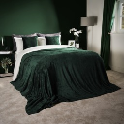 OHS Waffle Fleece Throw, Forest Green - 150 x 200cm