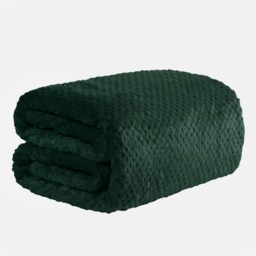 OHS Waffle Fleece Throw, Forest Green - 150 x 200cm - thumbnail 2