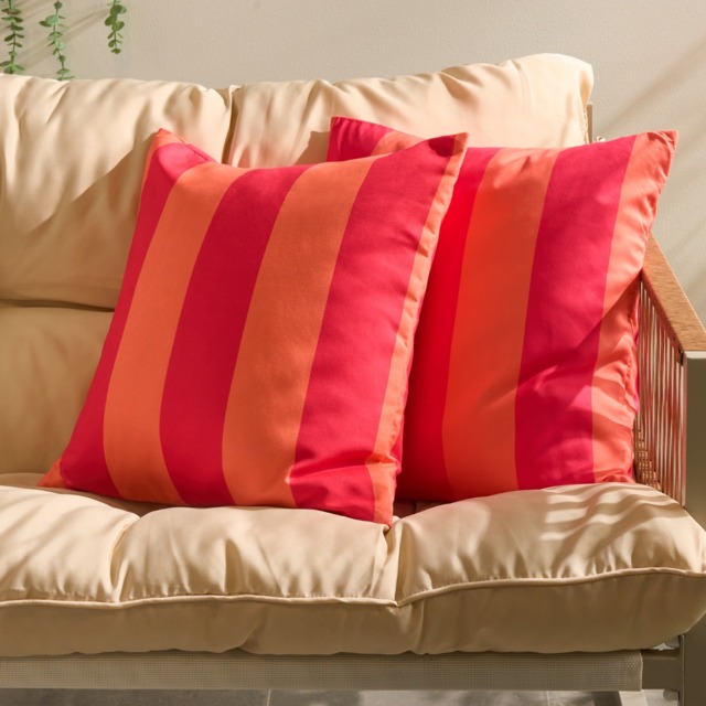 OHS Indoor/Outdoor Stripe Print Cushion Covers, Orange/Pink - 45 x 45cm - image 1