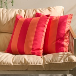 OHS Indoor/Outdoor Stripe Print Cushion Covers, Orange/Pink - 45 x 45cm - thumbnail 1