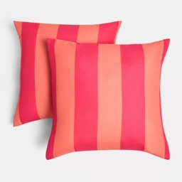 OHS Indoor/Outdoor Stripe Print Cushion Covers, Orange/Pink - 45 x 45cm - thumbnail 3