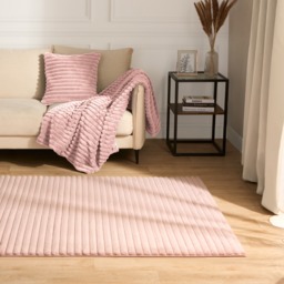 OHS Faux Fur Ribbed Rug, Blush - 80 x 150cm - thumbnail 3