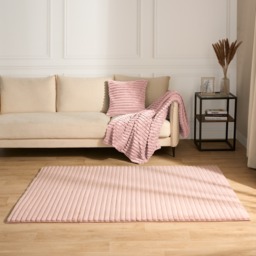 OHS Faux Fur Ribbed Rug, Blush - 80 x 150cm - thumbnail 2