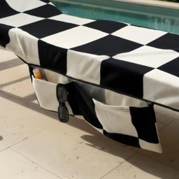 OHS Checkerboard Print Beach Towel in a Bag - Monochrome - thumbnail 2