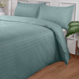 OHS Satin Stripe Duvet King Size Cover Set - Duck Egg Blue - thumbnail 2