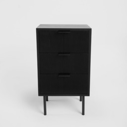 OHS Ribbed 3-Drawer Bedside Table - Black - thumbnail 5