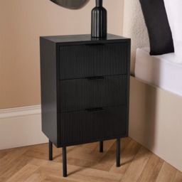 OHS Ribbed 3-Drawer Bedside Table - Black - thumbnail 2