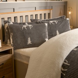 OHS Cosy Stag Ribbed Fleece Duvet Set, Grey - King - thumbnail 4