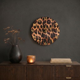 OHS Leopard Print Wall Clock - Natural - thumbnail 1