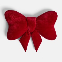 OHS Velvet Bow Shaped Cushion - Red - thumbnail 3