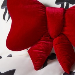 OHS Velvet Bow Shaped Cushion - Red - thumbnail 2
