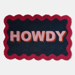 OHS Howdy Print Scallop Edge Coir Mat - Navy/Burgundy - thumbnail 2