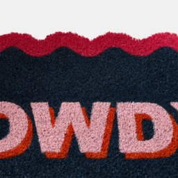 OHS Howdy Print Scallop Edge Coir Mat - Navy/Burgundy - thumbnail 4