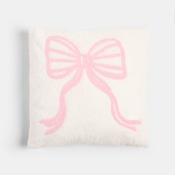 OHS Tufted Bow Cushion - Cream/Pink - thumbnail 2