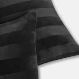OHS 2 Pack Stripe Velvet Cushion Covers, Black - 45 x 45cm - thumbnail 5