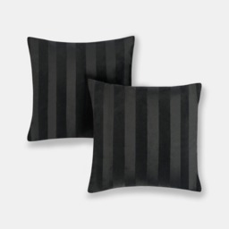 OHS 2 Pack Stripe Velvet Cushion Covers, Black - 45 x 45cm - thumbnail 2