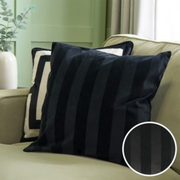 OHS 2 Pack Stripe Velvet Cushion Covers, Black - 45 x 45cm - thumbnail 1