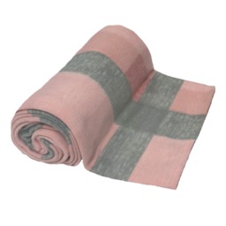 OHS Tartan Check Fleece Throw, Blush Pink/Grey - 150 x  200cm - thumbnail 3