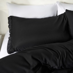 OHS Frill Edge Duvet Cover Set, Black - King - thumbnail 3